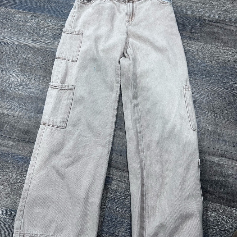 Justice Light Beige Wide Leg Kids Pants